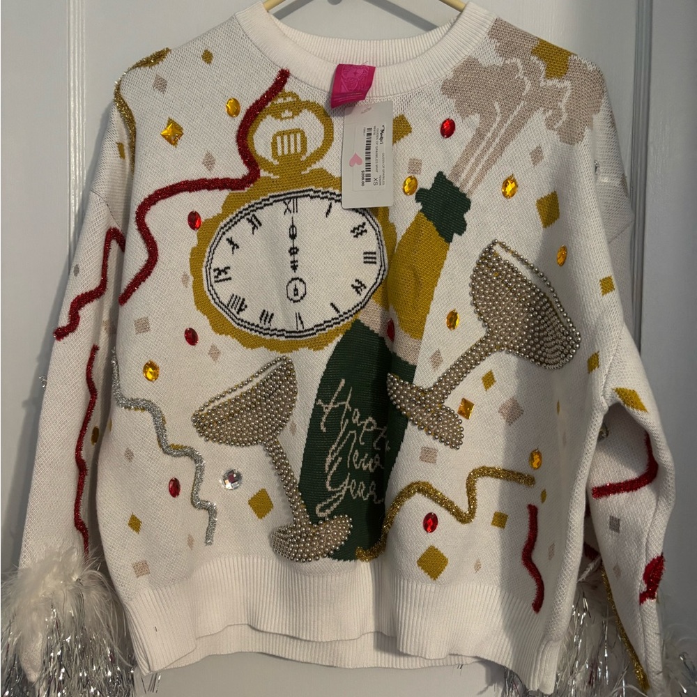 Queen of Sparkles Festive New Year Sweater NWT XS